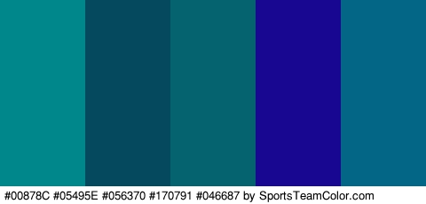 #00878C #05495E #056370 #170791 #046687 Colors