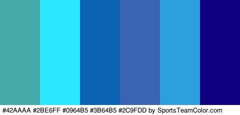 #42AAAA #2BE6FF #0964B5 #3B64B5 #2C9FDD #0E007F Colors