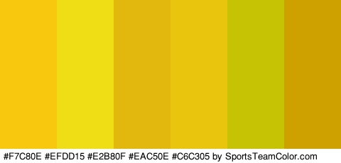 #F7C80E #EFDD15 #E2B80F #EAC50E #C6C305 #CEA100 Colors