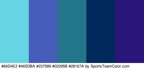 #66D4E2 #465DBA #237589 #02295B #28167A Colors