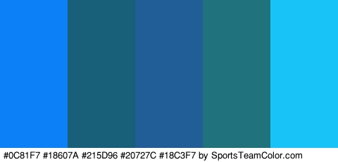 #0C81F7 #18607A #215D96 #20727C #18C3F7 Colors