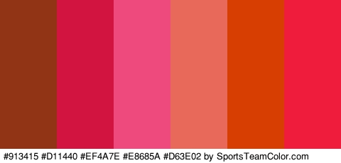 #913415 #D11440 #EF4A7E #E8685A #D63E02 #EF1C3C Colors