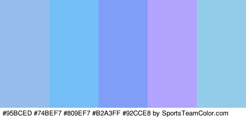 #95BCED #74BEF7 #809EF7 #B2A3FF #92CCE8 Colors