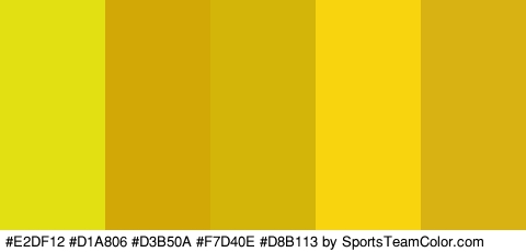 #E2DF12 #D1A806 #D3B50A #F7D40E #D8B113 Colors