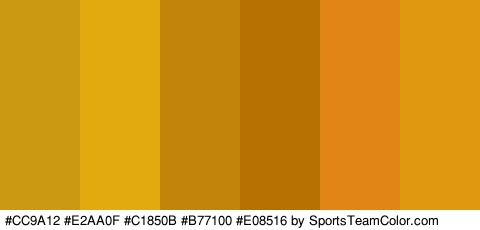 #CC9A12 #E2AA0F #C1850B #B77100 #E08516 #E09811 Colors