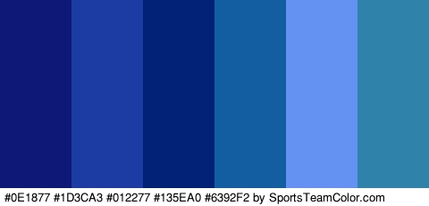 #0E1877 #1D3CA3 #012277 #135EA0 #6392F2 #2F83AA Colors