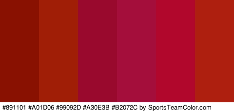 #891101 #A01D06 #99092D #A30E3B #B2072C #AF1F0F Colors