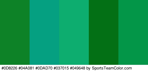 #0D8226 #04A081 #0DAD70 #037015 #049648 Colors