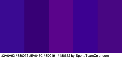 #3A0A93 #380075 #5A048C #3D0191 #480682 Colors