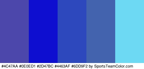 #4C47AA #0E0ED1 #2D47BC #4463AF #6DD9F2 Colors