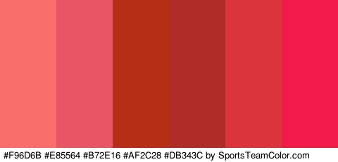 #F96D6B #E85564 #B72E16 #AF2C28 #DB343C #F21A49 Colors