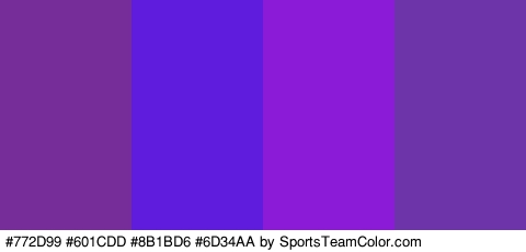 #772D99 #601CDD #8B1BD6 #6D34AA Colors