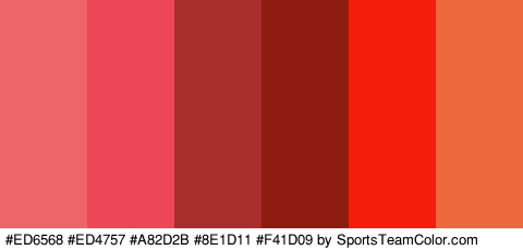 #ED6568 #ED4757 #A82D2B #8E1D11 #F41D09 #ED693D Colors