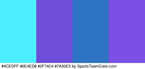 #4CEDFF #6E4ED8 #2F74C4 #7A50E5 Colors