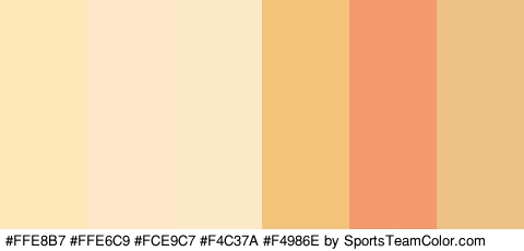 #FFE8B7 #FFE6C9 #FCE9C7 #F4C37A #F4986E #EDC184 Colors