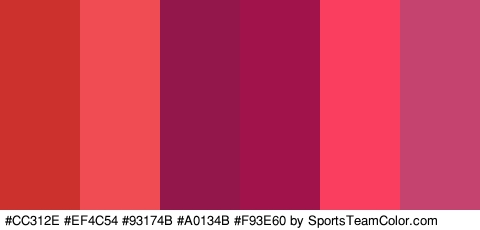 #CC312E #EF4C54 #93174B #A0134B #F93E60 #C4446F Colors