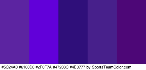 #5C24A0 #6100D8 #2F0F7A #47208C #4E0777 Colors