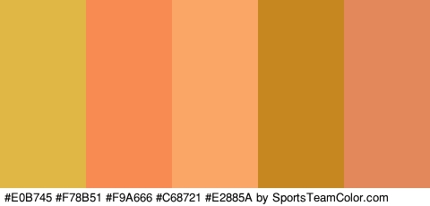 #E0B745 #F78B51 #F9A666 #C68721 #E2885A Colors