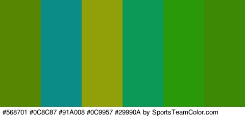 #568701 #0C8C87 #91A008 #0C9957 #29990A #3D8906 Colors