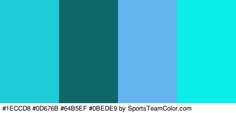 #1ECCD8 #0D676B #64B5EF #0BEDE9 Colors