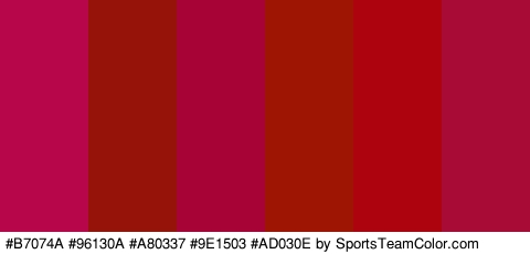 #B7074A #96130A #A80337 #9E1503 #AD030E #A80B35 Colors