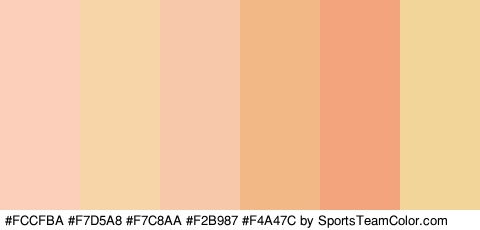 #FCCFBA #F7D5A8 #F7C8AA #F2B987 #F4A47C #F2D598 Colors