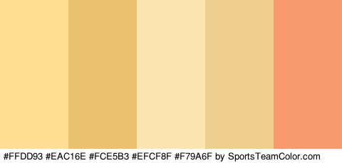 #FFDD93 #EAC16E #FCE5B3 #EFCF8F #F79A6F Colors