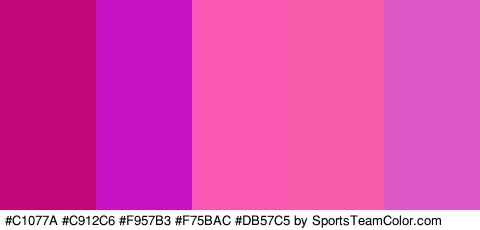 #C1077A #C912C6 #F957B3 #F75BAC #DB57C5 Colors