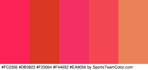 #FC2356 #DB3823 #F23064 #F44652 #EA8056 Colors