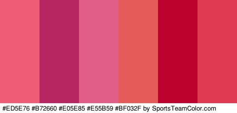 #ED5E76 #B72660 #E05E85 #E55B59 #BF032F #E03A50 Colors