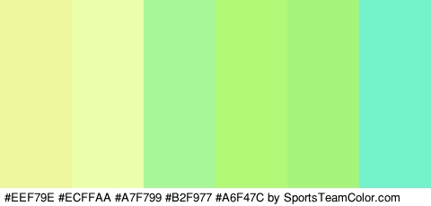 #EEF79E #ECFFAA #A7F799 #B2F977 #A6F47C #74F2CC Colors