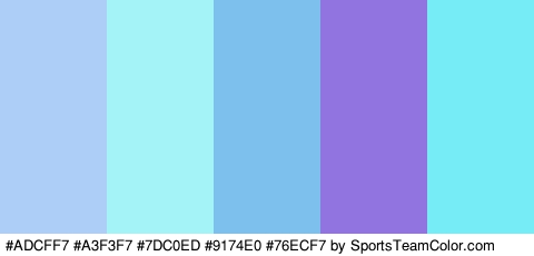 #ADCFF7 #A3F3F7 #7DC0ED #9174E0 #76ECF7 Colors