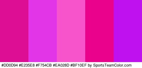 #DD0D94 #E235E8 #F754CB #EA028D #BF10EF Colors