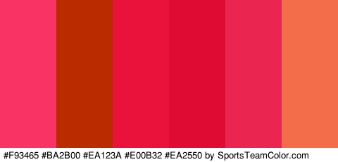 #F93465 #BA2B00 #EA123A #E00B32 #EA2550 #F46D4B Colors