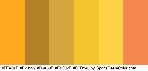 #FFA81E #B28229 #D6A63E #F4C32E #FCD246 #F4884E Colors