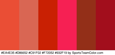 #EA4E35 #D86652 #C91F02 #F72052 #932F19 #A30E1D Colors