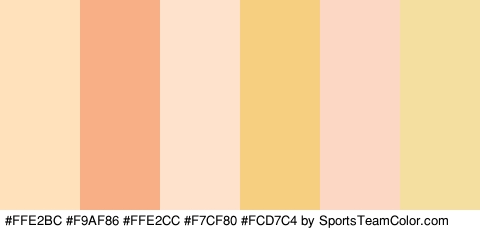 #FFE2BC #F9AF86 #FFE2CC #F7CF80 #FCD7C4 #F4DFA1 Colors