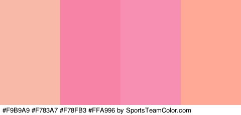 #F9B9A9 #F783A7 #F78FB3 #FFA996 Colors