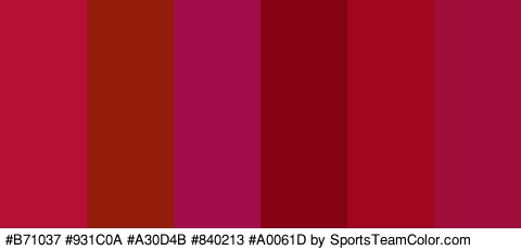 #B71037 #931C0A #A30D4B #840213 #A0061D #A00C3B Colors