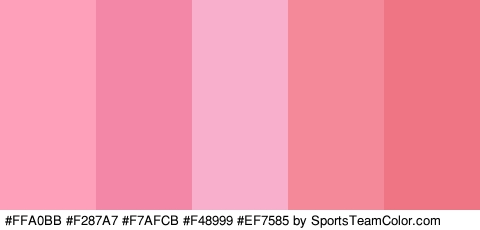 #FFA0BB #F287A7 #F7AFCB #F48999 #EF7585 Colors