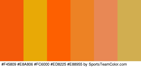 #F45809 #E8A806 #FC6000 #ED8225 #E88955 #D1AE4F Colors