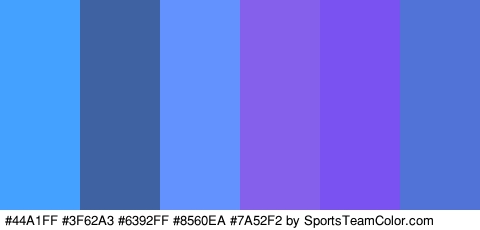 #44A1FF #3F62A3 #6392FF #8560EA #7A52F2 #5172D6 Colors