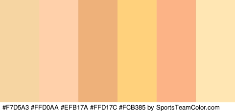 #F7D5A3 #FFD0AA #EFB17A #FFD17C #FCB385 #FFE6B2 Colors