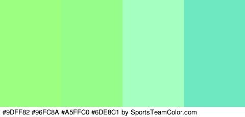 #9DFF82 #96FC8A #A5FFC0 #6DE8C1 Colors