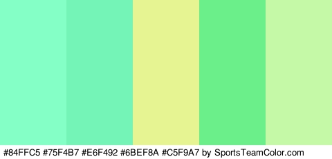 #84FFC5 #75F4B7 #E6F492 #6BEF8A #C5F9A7 Colors