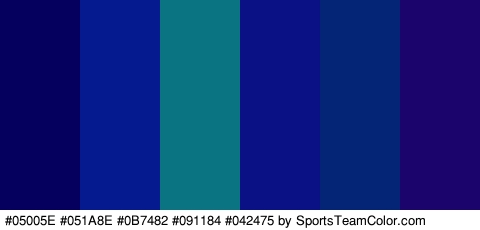 #05005E #051A8E #0B7482 #091184 #042475 #1C046D Colors