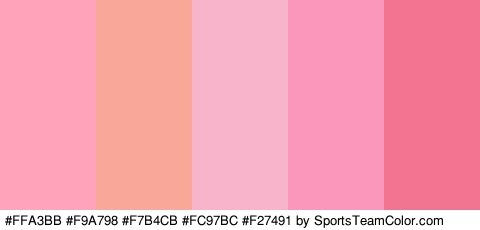 #FFA3BB #F9A798 #F7B4CB #FC97BC #F27491 Colors