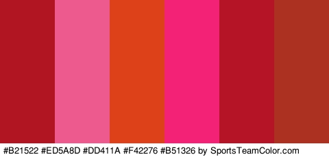 #B21522 #ED5A8D #DD411A #F42276 #B51326 #AD3120 Colors