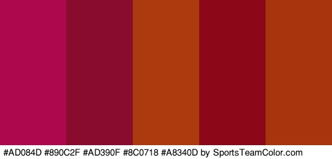 #AD084D #890C2F #AD390F #8C0718 #A8340D Colors