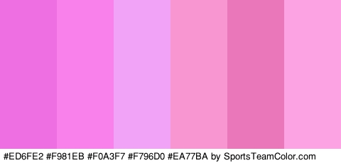 #ED6FE2 #F981EB #F0A3F7 #F796D0 #EA77BA #FCA4E3 Colors